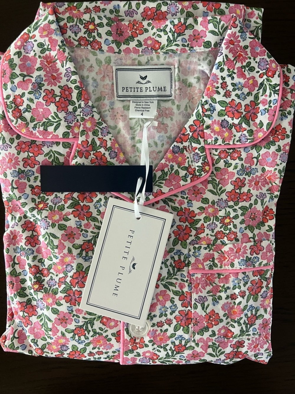 Petite Plume | Kids Pajama Set in Fleurs de Rose Size 4